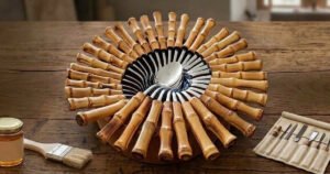 Faqueiro artesanal com talheres de bambu natural Bambuk